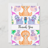 水彩恐竜の性別を明らかにするサンキューカード サンキューカード (裏面)