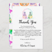 水彩恐竜の性別を明らかにするサンキューカード サンキューカード (正面/裏面)