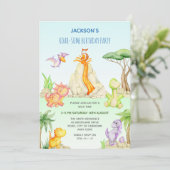 水彩恐竜の火山テーマ子供の誕生日 招待状 (スタンド正面)