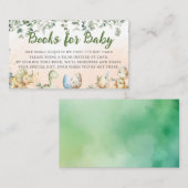 水彩恐竜の緑の少年の本ベビー エンクロージャーカード (正面/裏面)