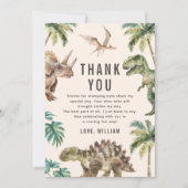 水彩恐竜の誕生日パーティー サンキューカード (正面)