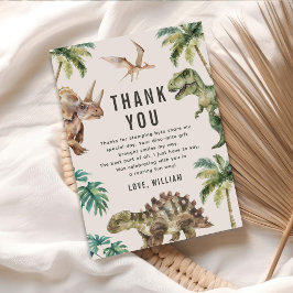 水彩恐竜の誕生日パーティー サンキューカード