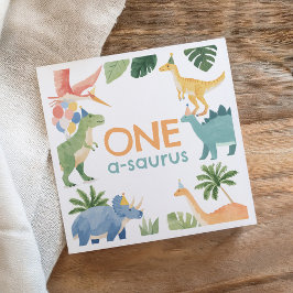 水彩恐竜の誕生日パーティー スタンダードカクテルナプキン