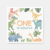 水彩恐竜の誕生日パーティー スタンダードカクテルナプキン (正面)