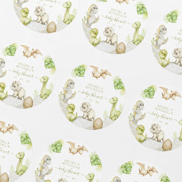 水彩恐竜の誕生日パーティー ラウンドシール