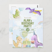 水彩恐竜の誕生日招待状ポストカード ポストカード (正面/裏面)