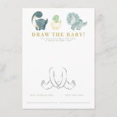 水彩恐竜の赤ちゃんシャワーゲーム エンクロージャーカード (正面)