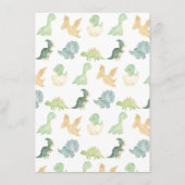 水彩恐竜の赤ちゃんシャワーゲーム エンクロージャーカード (裏面)