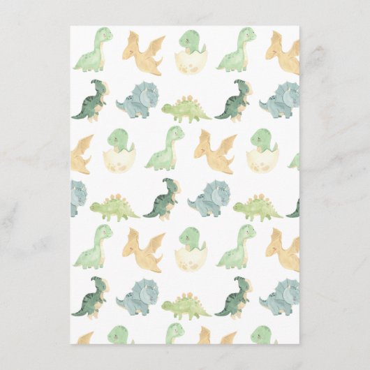 水彩恐竜の赤ちゃんシャワーゲーム エンクロージャーカード (裏面)