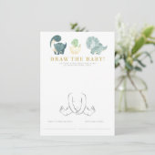 水彩恐竜の赤ちゃんシャワーゲーム エンクロージャーカード (スタンド正面)