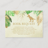 水彩恐竜の赤ちゃんシャワーブックリクエストカード エンクロージャーカード (正面)