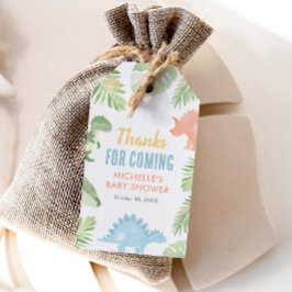 水彩恐竜の赤ちゃんシャワー ギフトタグ