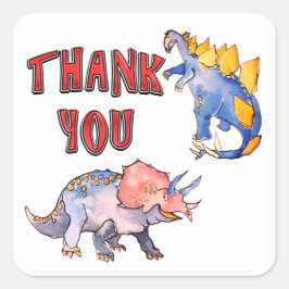 水彩恐竜の赤ちゃんシャワー スクエアシール