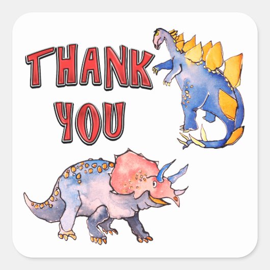 水彩恐竜の赤ちゃんシャワー スクエアシール (正面)