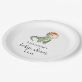 水彩恐竜の赤ちゃんシャワー ペーパープレート (アングル)