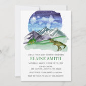 水彩恐竜の赤男女兼用ちゃんシャワー 招待状 (正面)