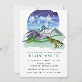 水彩恐竜の赤男女兼用ちゃんシャワー 招待状