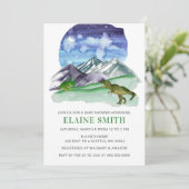 水彩恐竜の赤男女兼用ちゃんシャワー 招待状 (スタンド正面)