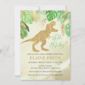 水彩恐竜の赤男女兼用ちゃんシャワー 招待状 (正面)