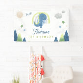 水彩恐竜の轟音Tレックス1st誕生日パーティー 横断幕 (インサイチュ)