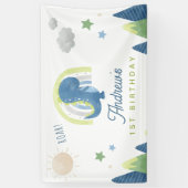 水彩恐竜の轟音Tレックス1st誕生日パーティー 横断幕 (縦)