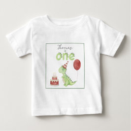 水彩恐竜の1歳の誕生日 ベビーTシャツ