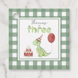 水彩恐竜の3歳の誕生日 フェイバータグ