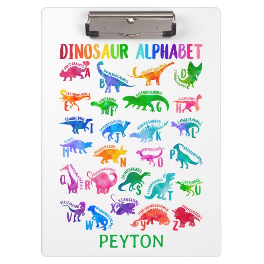 水彩恐竜アルファベッカラフルトディノキッズ クリップボード (正面)