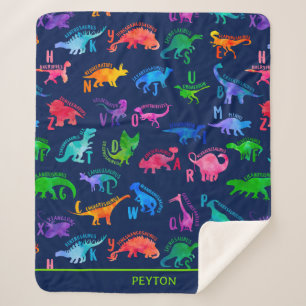 水彩恐竜アルファベッカラフルトディノキッズ シェルパブランケット