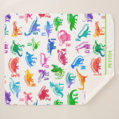 水彩恐竜アルファベッカラフルトディノキッズ シェルパブランケット (正面(横))