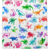 水彩恐竜アルファベッカラフルトディノキッズ シャワーカーテン (正面)