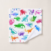 水彩恐竜アルファベッカラフルトディノキッズ バスタオルセット (ウォッシュタオル)