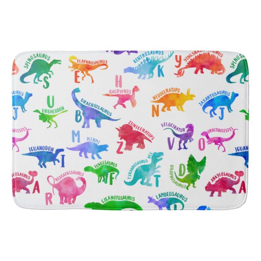 水彩恐竜アルファベッカラフルトディノキッズ バスマット (正面)