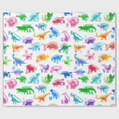 水彩恐竜アルファベッカラフルトディノキッズ ラッピングペーパー (フラット)