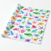 水彩恐竜アルファベッカラフルトディノキッズ ラッピングペーパー (アンロールド)