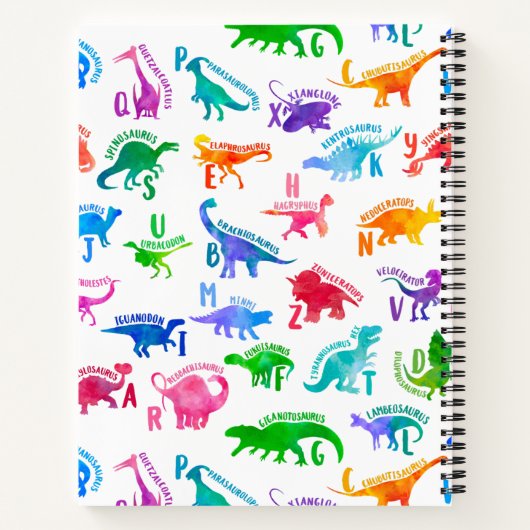 水彩恐竜アルファベット カラフルな恐竜の子供 ノートブック (裏面)