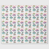 水彩恐竜カラフルパーティー ラッピングペーパー (フラット)