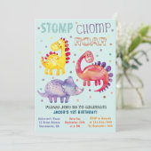 水彩恐竜カラフル生誕祭パーティー 招待状 (スタンド正面)