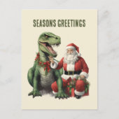 水彩恐竜クリスマスサンタ シーズンポストカード (正面)