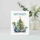 水彩恐竜クリスマスツリー シーズンポストカード (スタンド正面)