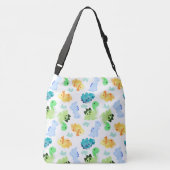 水彩恐竜シームレスパターン クロスボディバッグ (裏面)