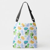 水彩恐竜シームレスパターン クロスボディバッグ (正面)