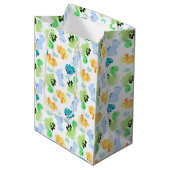 水彩恐竜シームレスパターン ミディアムペーパーバッグ (正面アングル)