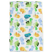 水彩恐竜シームレスパターン ミディアムペーパーバッグ (正面)