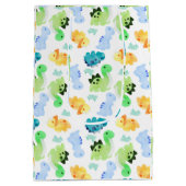 水彩恐竜シームレスパターン ミディアムペーパーバッグ (裏面)