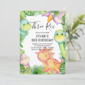 水彩恐竜スリーレックス 3歳の誕生日 招待状 (スタンド正面)