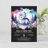 水彩恐竜トリケラトプスの誕生日 招待状 (スタンド正面)