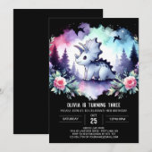 水彩恐竜トリケラトプスの誕生日 招待状 (正面/裏面)