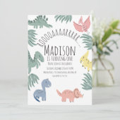 水彩恐竜ドードルズハンド色彩の鮮やか誕生日 招待状 (スタンド正面)