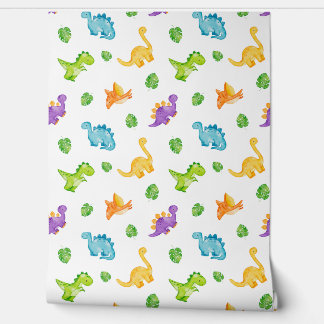 水彩恐竜ニュートラルキッズベビー子供部屋 壁紙